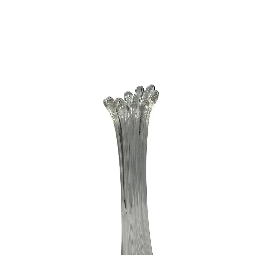 Vintage‎ Clear Glass Swung Stretch Vase Ribbed Ruffled Tear Drop Top MidCentury